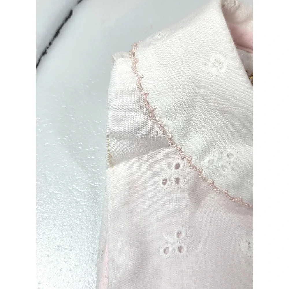 Little Bitty Girls White Eyelet Butterfly Pink Lined Peter Pan Collar Dress 4T